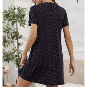Anthropologie Maeve Size XS Polka Dot Black Shift Dress Short Sleeve Lined